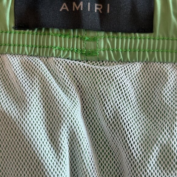 Amiri Green & White MA Bar Logo Swimshorts - Picture 3 of 4